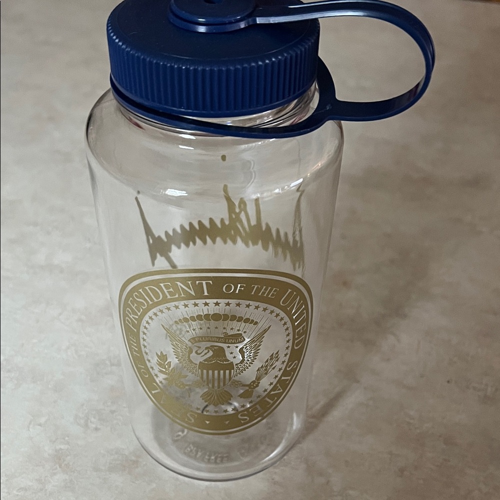 Trump Presidential Clear Nalgene Water Bottle with Navy Cap